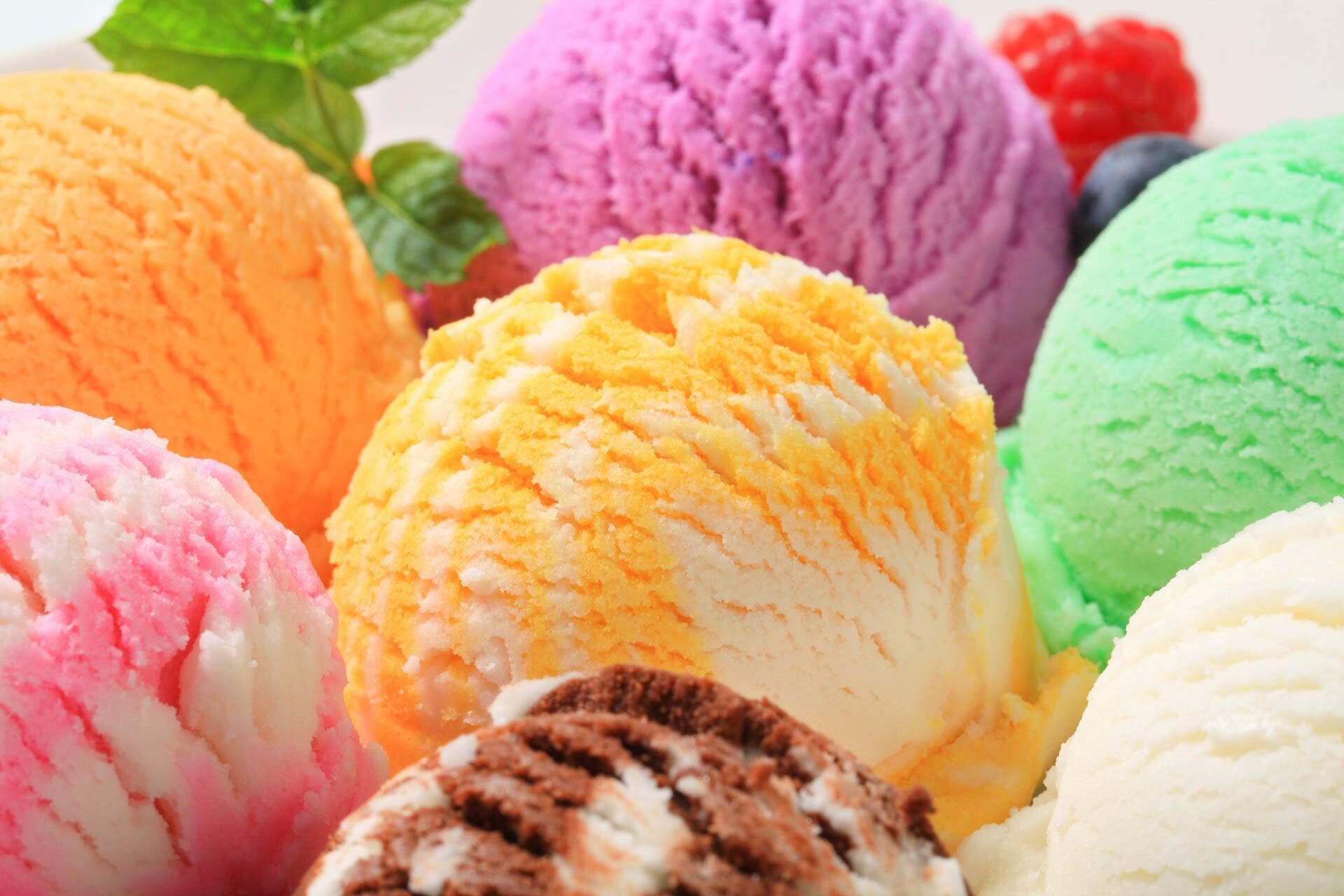 A variety of ice cream flavors.