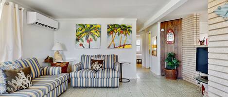 TV, DVD player, books