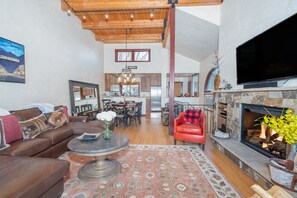 TV, fireplace, DVD player, stereo