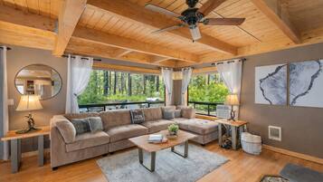 Smart TV, fireplace, DVD player, stereo