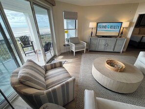 Flat-screen TV, DVD player