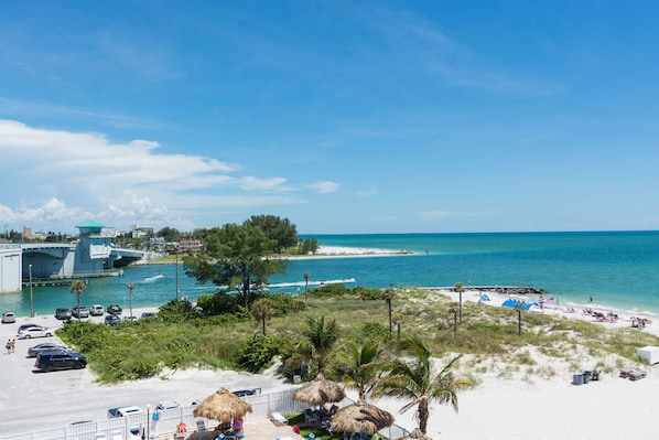 Enjoy stunning ocean views from this beachside property, featuring a modern building and convenient parking.