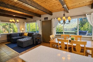 Flat-screen TV, DVD player, table football, ping pong