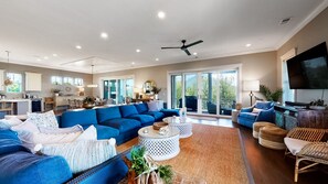 Smart TV, DVD player, ping pong, books
