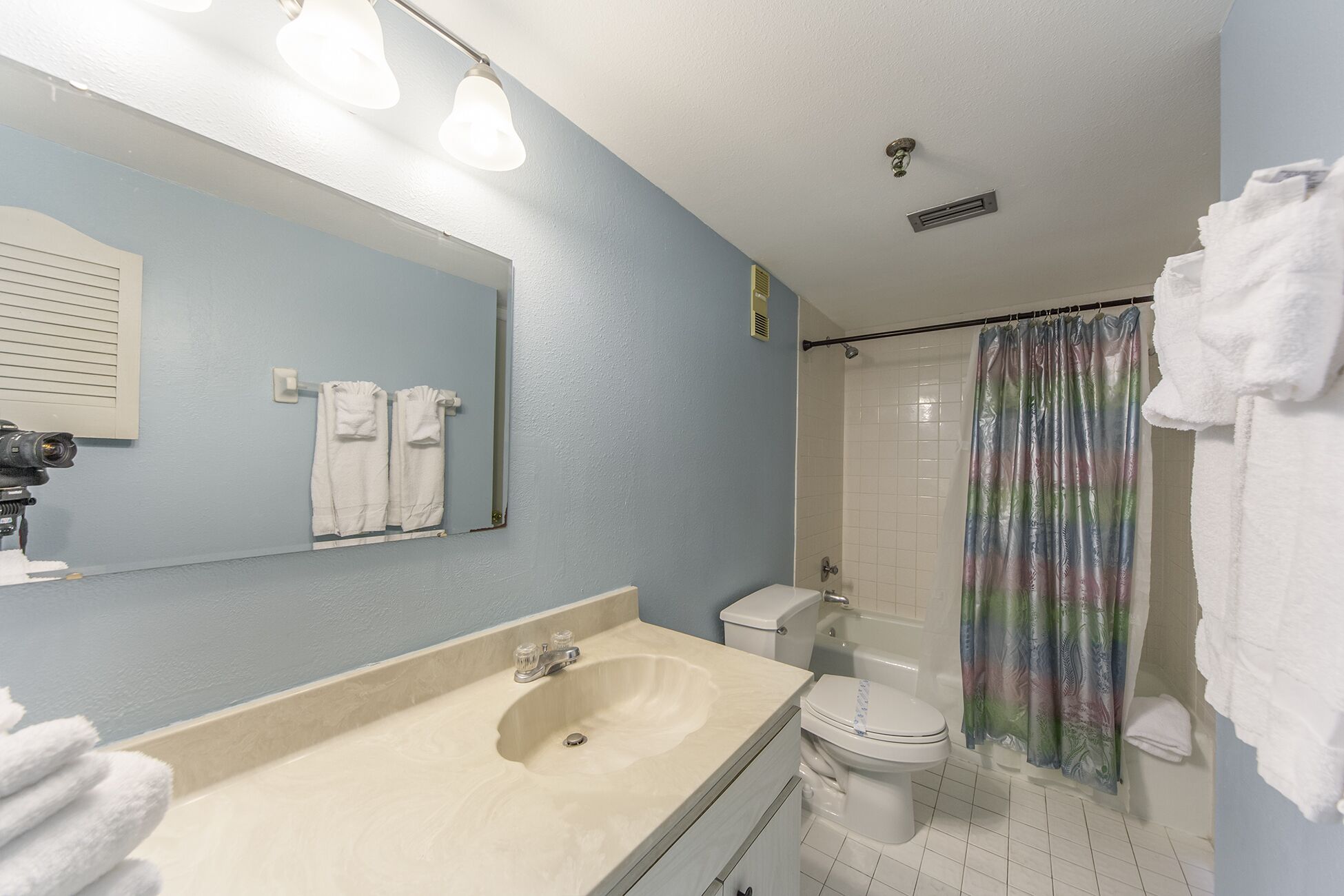 Une salle de bain avec un lavabo, des toilettes et une douche.