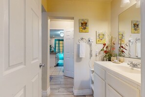 Free toiletries, hair dryer, towels