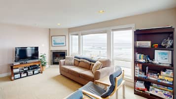 TV, DVD player, books, video library