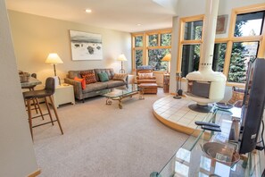 TV, fireplace