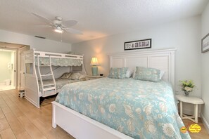 2 bedrooms, iron/ironing board, internet, bed sheets