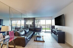 TV, DVD player, stereo