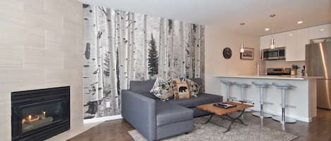 Télévision, cheminée