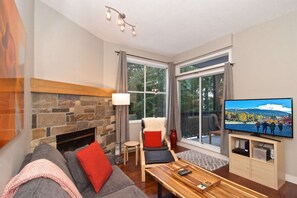 TV, fireplace