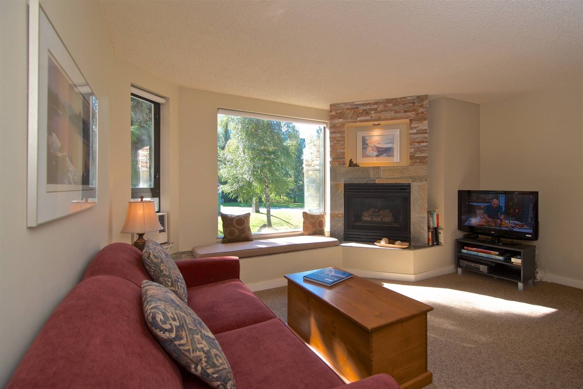 Televisión y chimenea 