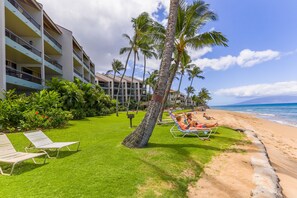 On the beach - "Seas the Day" at Hale Mahina 1 BR ground floor condo...Ocean from property ** (Lahaina)