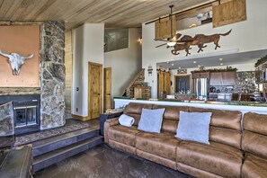 TV, fireplace, DVD player, foosball