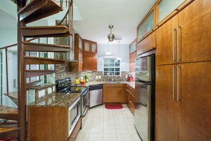 Fridge, microwave, oven, stovetop - Lone Palm: Oceanfront Pool, 2 Free Kayaks, & Wide Beachfront. (Grand Cayman)