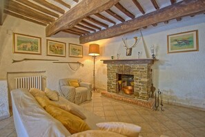 TV, fireplace, DVD player, table tennis - Villa Uccellaia - Country Villa Rental with swimming pool in Umbria (Agello)