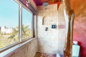 Hair dryer, towels - Waterfront villa with private pool, balcony, partial AC, fast WiFi - near beach (San Pedro)