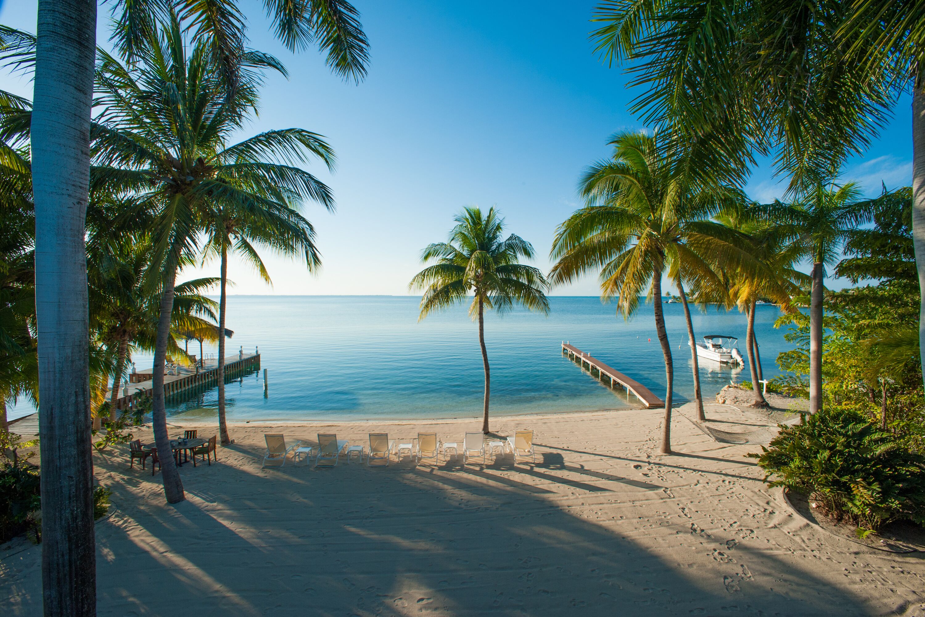On the beach, sun-loungers, beach towels