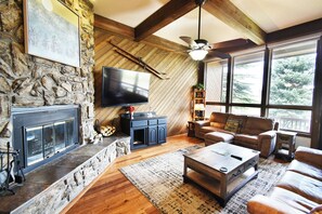 Smart TV, chimenea y reproductor de DVD