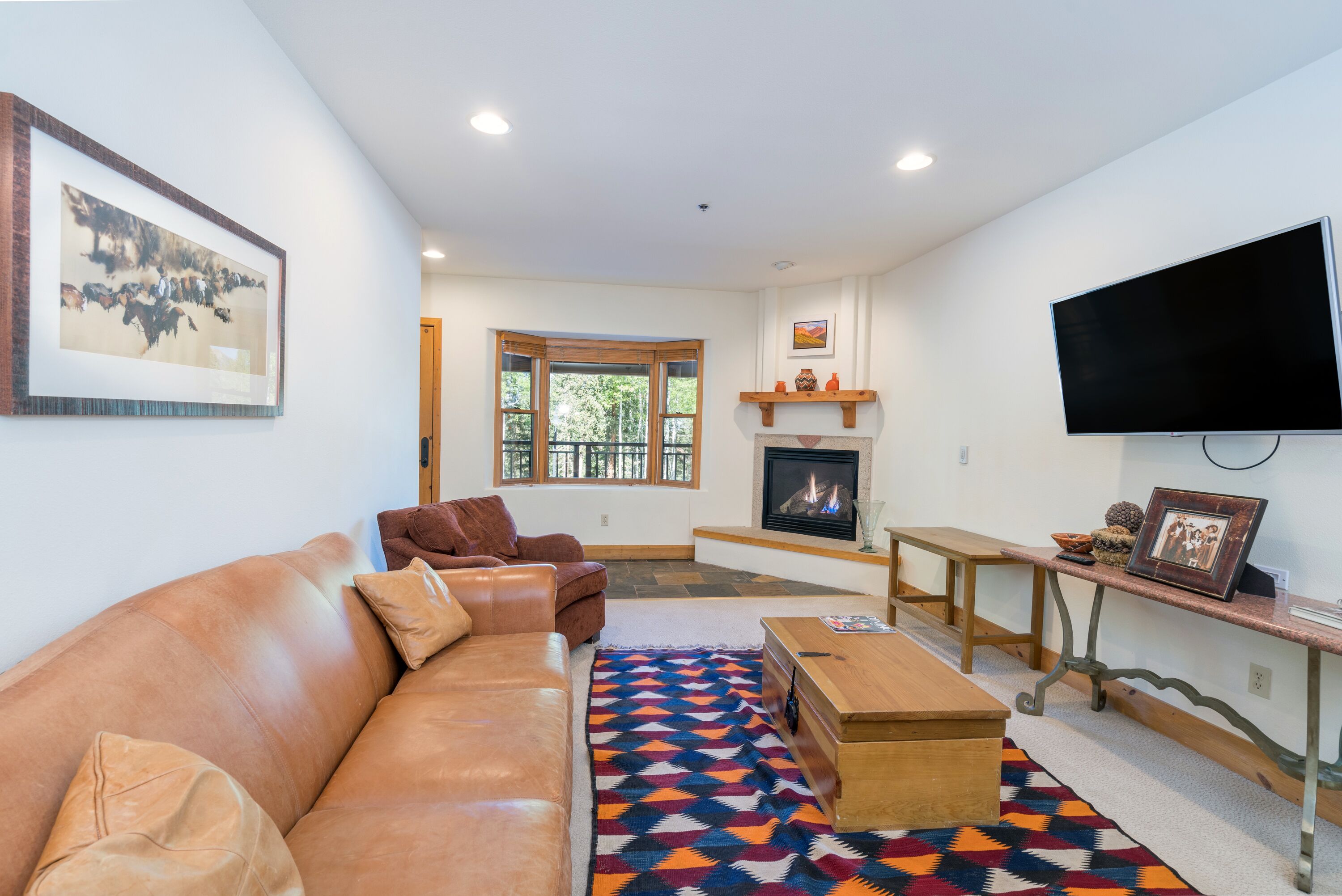 TV, fireplace