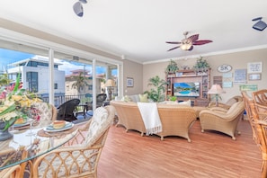 TV - Villa Vista Mare | Gorgeous Home w/ Views of Gulf, Heated Pool, & Across From Siesta Key Beach! (Siesta Key)