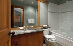 Shower, hair dryer, shampoo