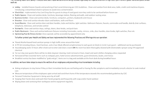 A hotel safety and health protocol document. - Red Roof Inn Annapolis (Annapolis)