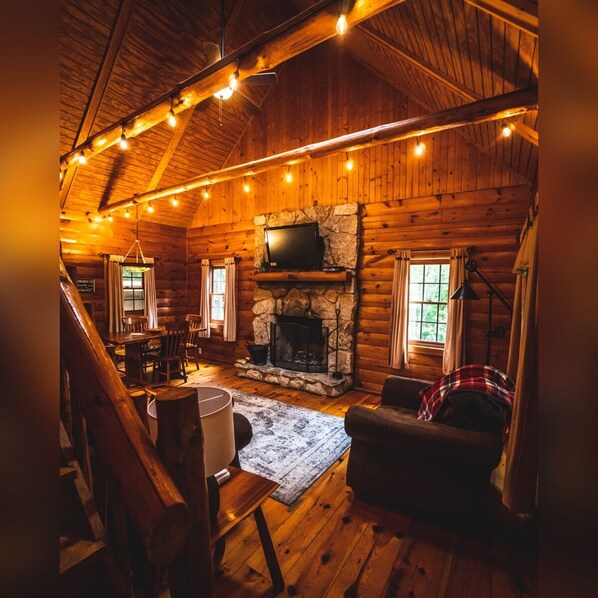 Smart TV, fireplace, DVD player