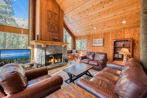 TV, fireplace, video games