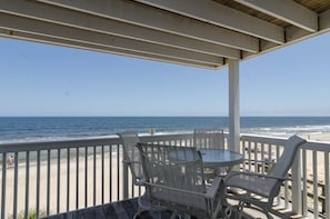 Outdoor dining - First floor oceanfront condo in Ocean Dunes! (Kure Beach)