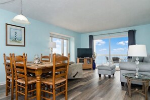 Living area - First floor oceanfront condo in Ocean Dunes! (Kure Beach)
