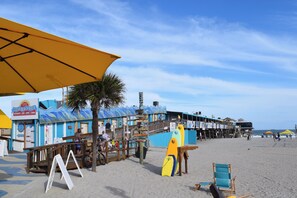 On the beach, beach towels