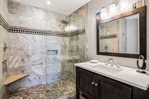 Combined shower/bathtub - V1233- Beautiful! 5 BRs, Private Pool, Hot Tub, Pool Table and Dog Friendly! (Corolla)