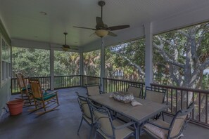 Outdoor dining - Private Dock, Private Beach Access, Single Level Cottage ~ Camp Palms (Indian Pass)