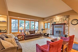 Living Room | Wood-Burning Fireplace | Heated Floors