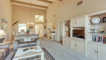 TV, DVD player, books