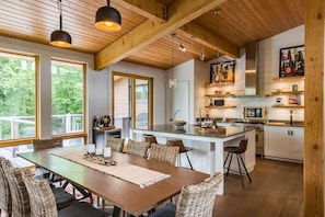 Dining - Chalet Trappeur | Luxury Ski Chalet | Hot Tub, Indoor/Outdoor Fireplace & Private Backyard (Mont-Tremblant)