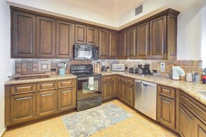 Fridge, microwave, stovetop, dishwasher