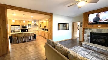 TV, fireplace, table tennis