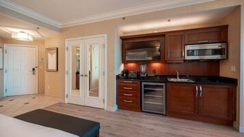 Microwave, stovetop, coffee/tea maker, toaster