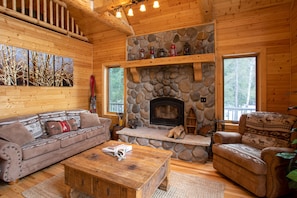 Älytelevisio, takka, DVD-soitin, videokirjasto