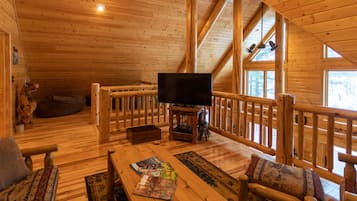 Smart TV, fireplace, DVD player, video library