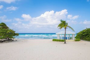 Plage, chaises longues, serviettes de plage