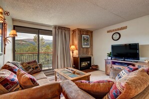 TV, fireplace