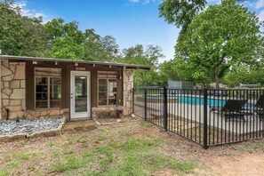 To the left of the pool is the Casita - The Creek,The Pool, walking distance to the square it's all here! (Wimberly)