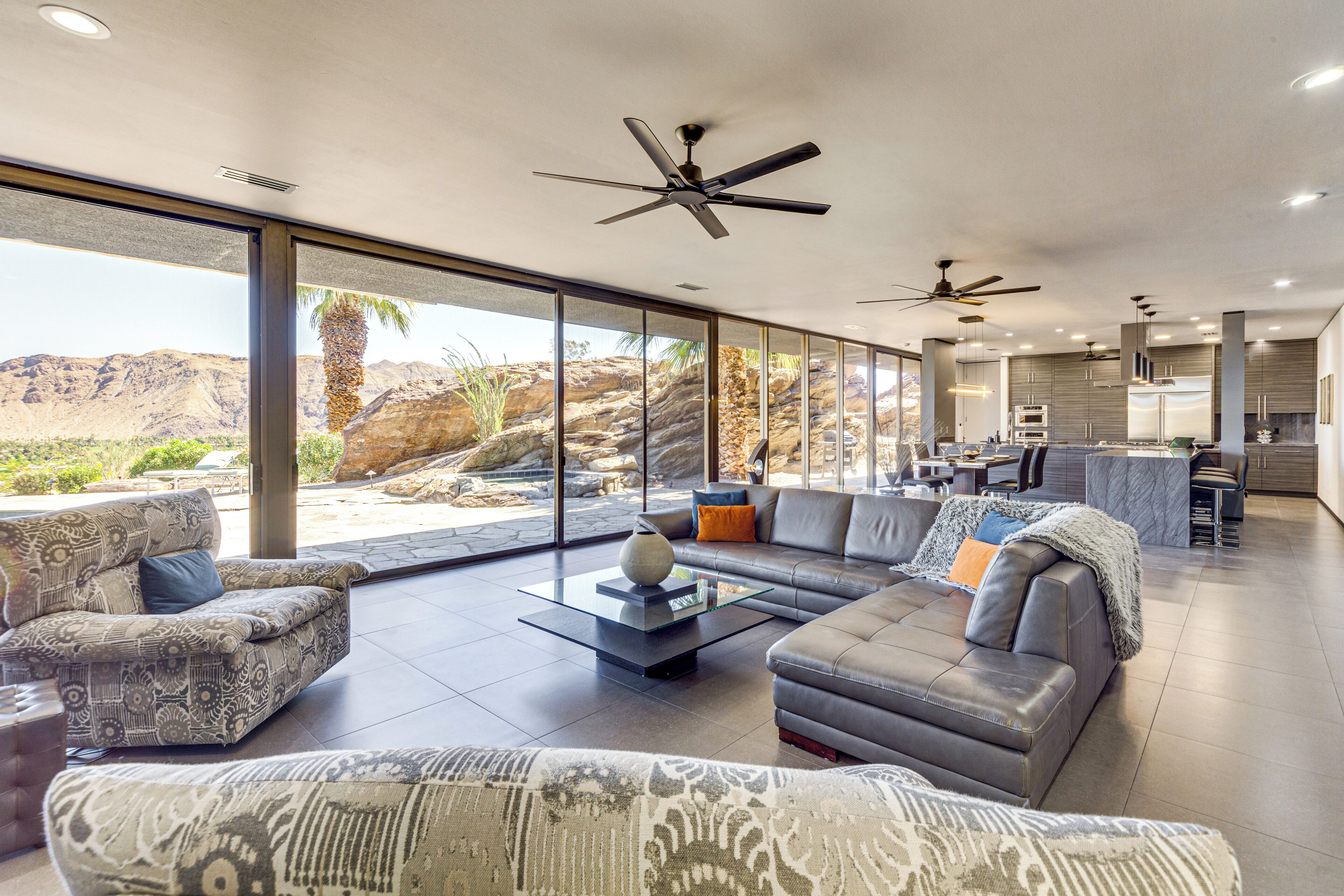 TV, fireplace, books