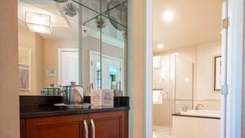 Bathtub, hair dryer, towels