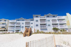 Enjoy stunning ocean views from the balconies of this beachfront building.
