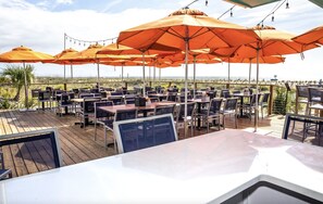 Outdoor dining - Tybee’s Only Oceanfront Resort•Fall Flash Sale at Beachside Colony Resort 2/2 (Tybee Island)